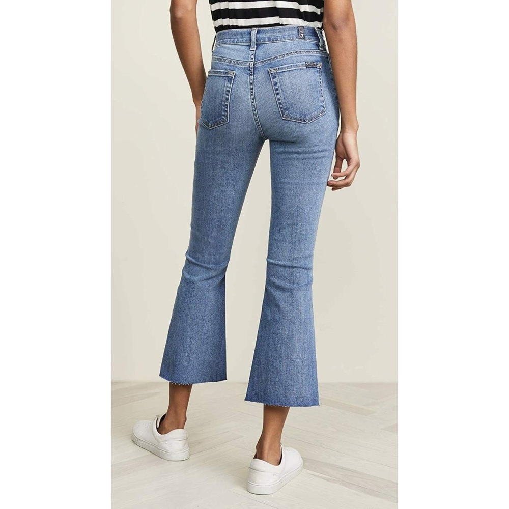 High Waist Slim Kick Raw Crop Jeans